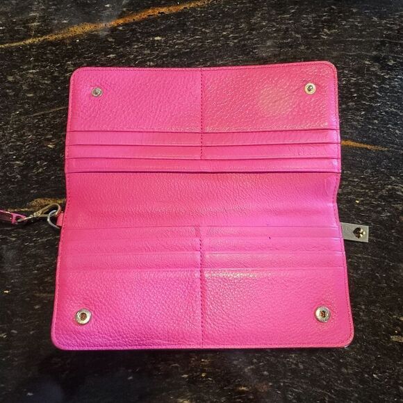 Kate Spade Pink Erin Logan Court Leather Wallet With Wrist Strap - GUC - Picture 8 of 16